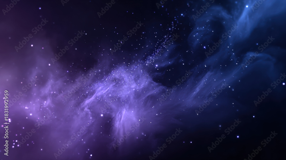 Fototapeta premium Purple nebula cloud with sparkling stars and calm cosmic glow