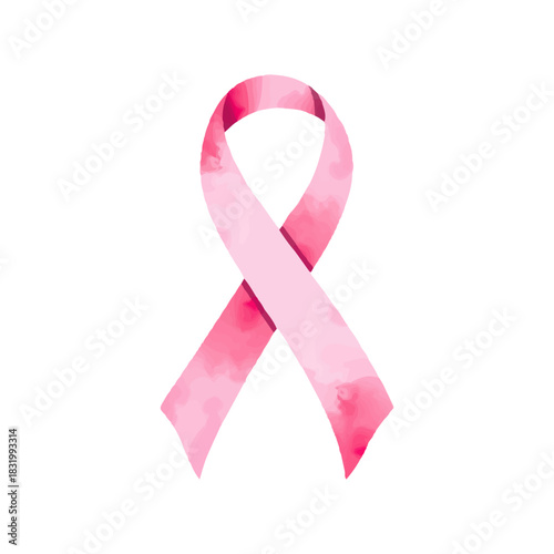 Pink ribbon in watercolor style. awareness ribbon,Hand painted, support and care theme, isolated on white background, vector style, health awareness symbol.