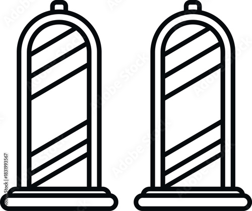 Two metal detector gates forming a security checkpoint outline icon