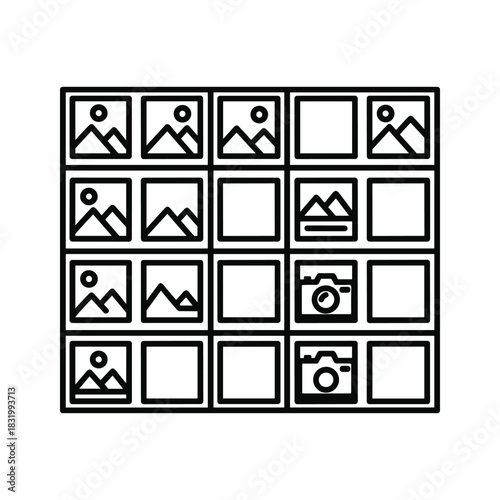 Image Gallery Grid with Photo and Camera Icons