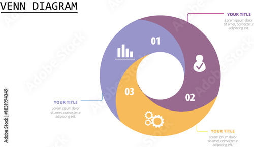 Modern Circle chart infographic template with 3 options 