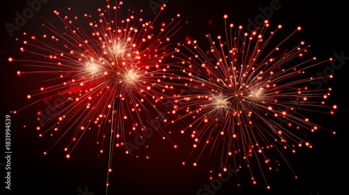 Fireworks light up black the sky  New Year concept, AI generated image