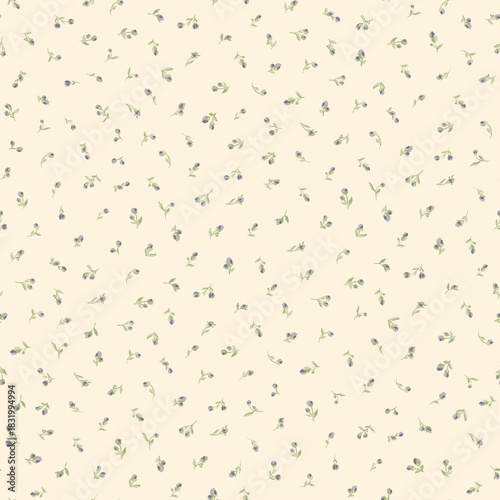 Floral pattern seamless background with tiny blue flowers