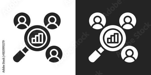 Competitor Analysis Icon In Black And White Glyph Style