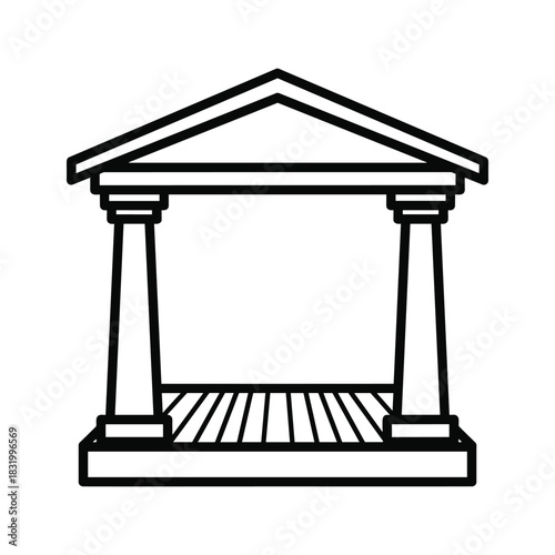 Classical Temple Building Outline Icon