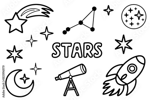 Star elements isolated on transparent background