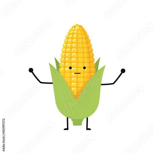 Cartoon Corn Cob Character With Arms and Legs maize