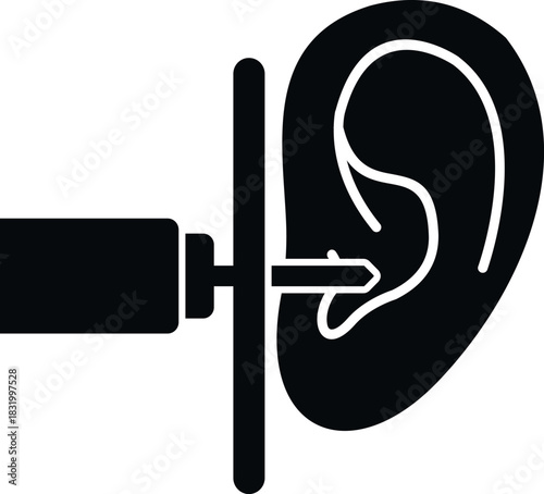 Otoscope examining ear canal and eardrum during a medical hearing checkup