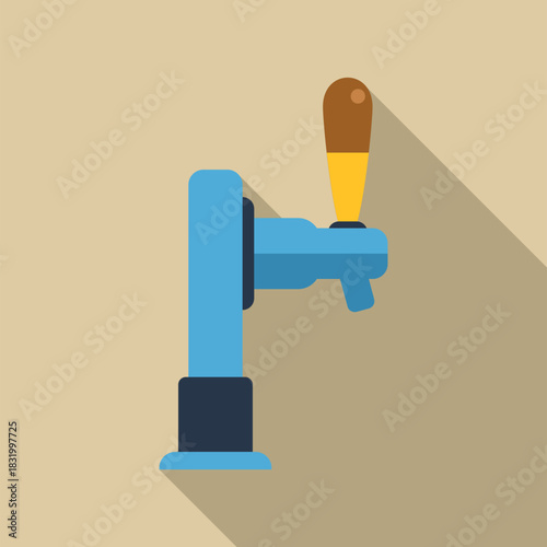 Beer tap serving fresh draft beverage, presented in a modern flat design style