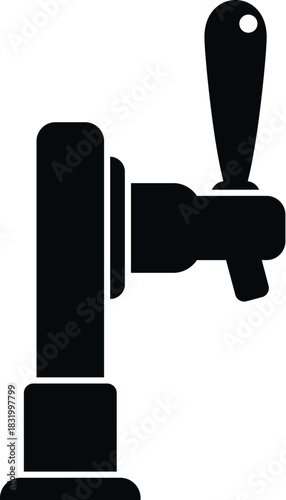 Draft beer tap black silhouette illustration on white background