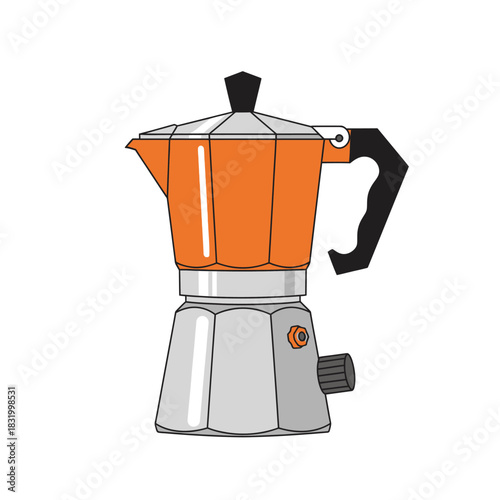 Stylized moka pot illustration against a plain background for design elements