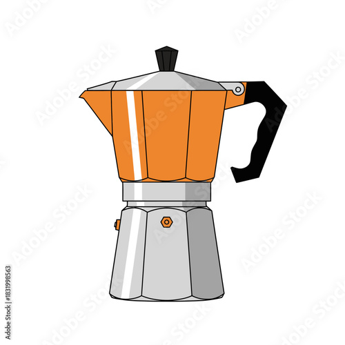 Classic moka pot illustration depicting a timeless Italian brewing tradition for aromatic coffee