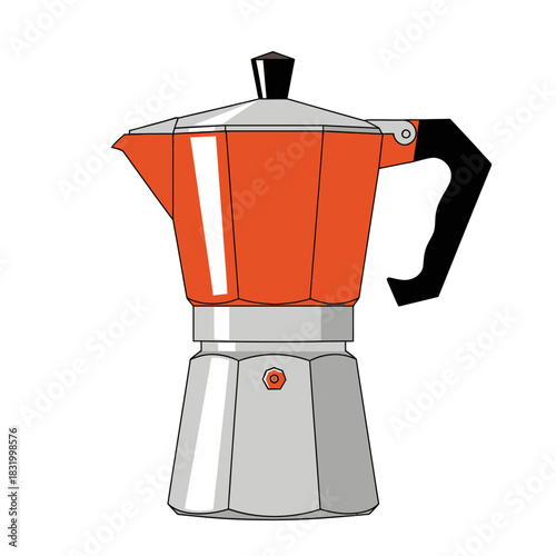Stylized moka pot illustration showcasing classic Italian coffeemaking apparatus design