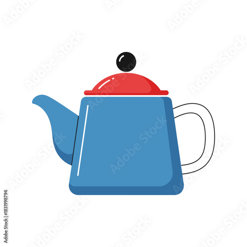 Stylized teapot illustration with a red lid and black knob offering a minimalist design suitable