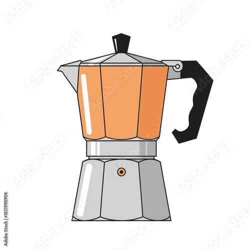 Stylish moka pot illustration displaying a blend of retro and modern design elements