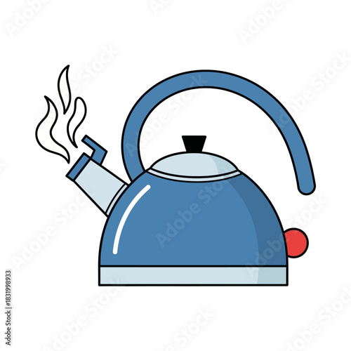 Stylized steaming kettle illustration symbolizing warmth and hospitality in simple design