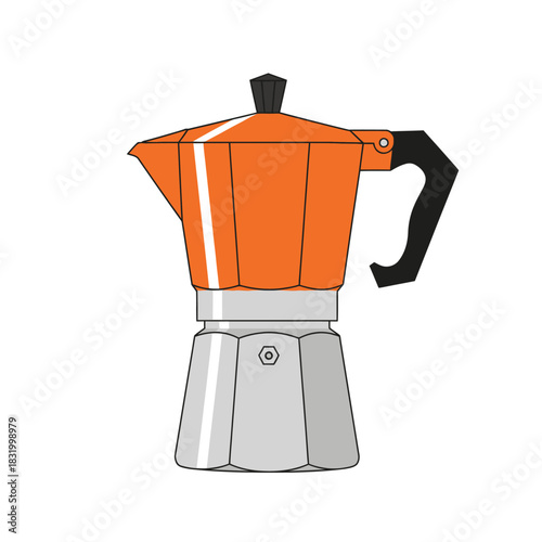 Retro style coffee maker illustration featuring vibrant colors and minimalist design for kitchen