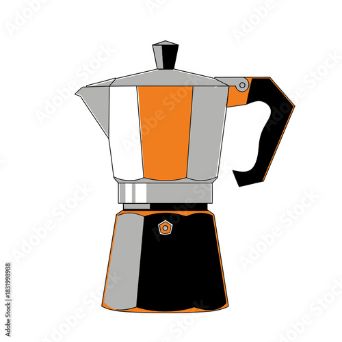 Artistic moka pot illustration capturing the essence of a traditional coffee maker design