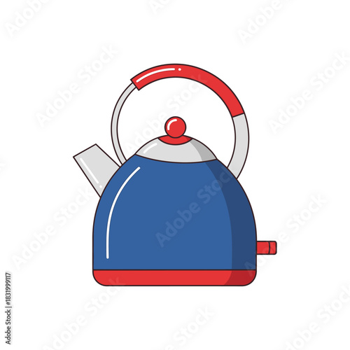Stylized electric kettle illustration exhibiting a mix of modern design and functionality