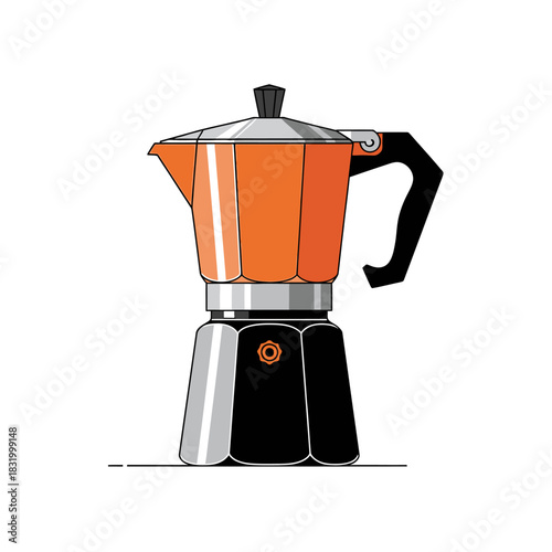 Stylized moka pot illustration for caffeine enthusiasts and kitchen decor projects