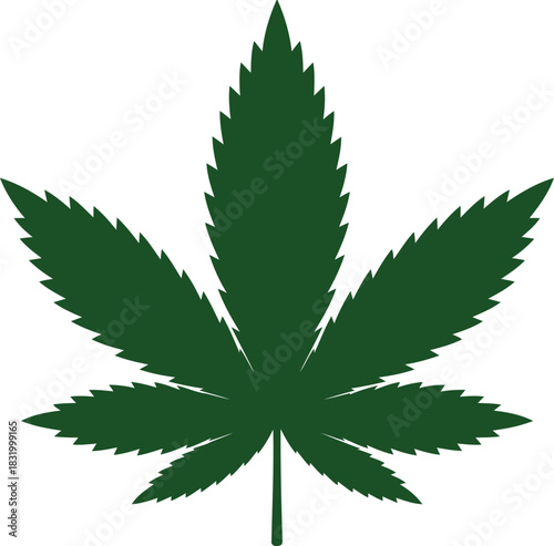 Cannabis marijuana hemp ganja leaf flat vector icon illustration
