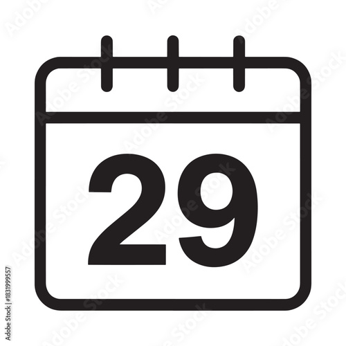 Calendar icon showing the twenty ninth day of the month