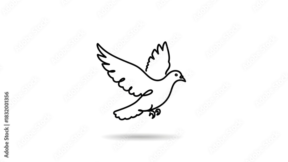 Obraz premium Pigeon clip art illustrations rendered in a simple, line drawing style, isolated on a white background