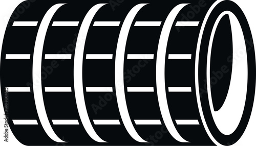 Inductor coil in black and white icon style representing electricity and electronics