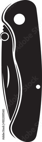 Black and white vector image of pocket knife