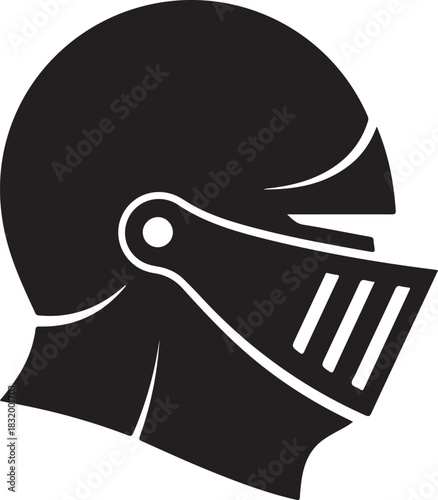 Black knight helmet vector illustration icon logo symbol