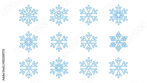 Snowflake vector collection winter snow crystal design set art