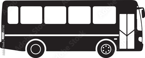 Black silhouette of bus with large windows