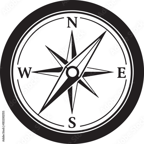 Compass Rose Navigation Tool Symbol for Travel and Exploration
