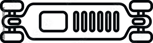 Electric longboard graphic icon outlining urban transportation