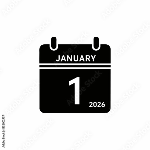 January 1st 2026 Calendar Icon - New Year's Day Date Reminder