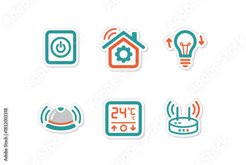 Smart home icons set technology and automation visuals