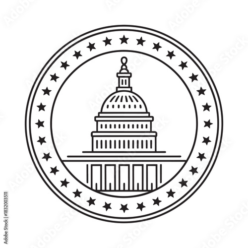 United states capitol building emblem with stars