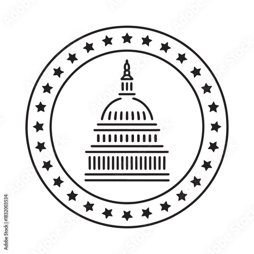 United states capitol building emblem with stars