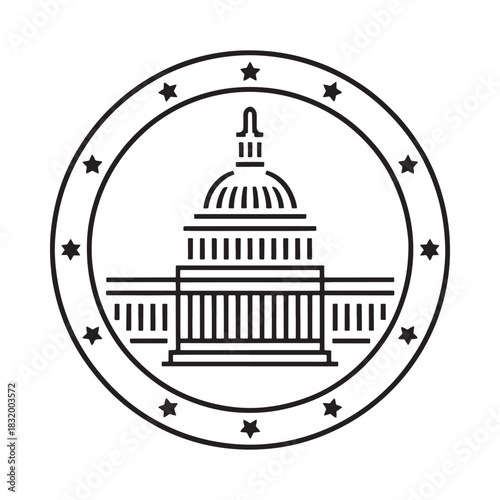 United states capitol building emblem with stars