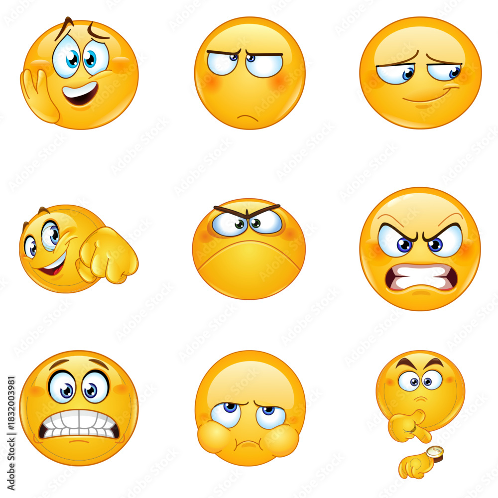Fototapeta premium Diverse Emoji Expressions Collection