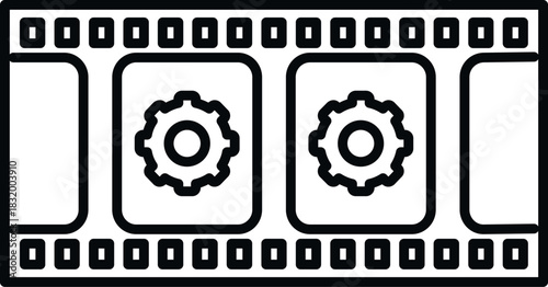 Film strip showing gears representing video production options