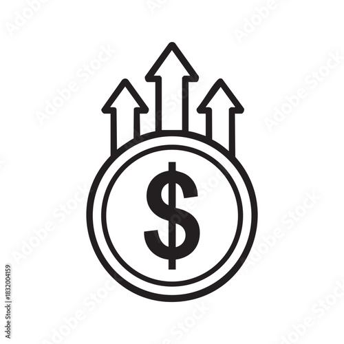 Dollar growth icon vector art illustration