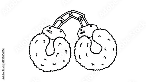 Fuzzy handcuffs novelty item gag gift party favor illustration