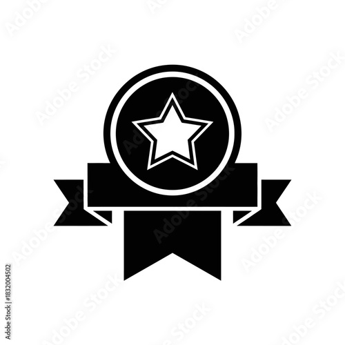 Monochrome excellence emblem signifying achievement with a five-pointed star at the center