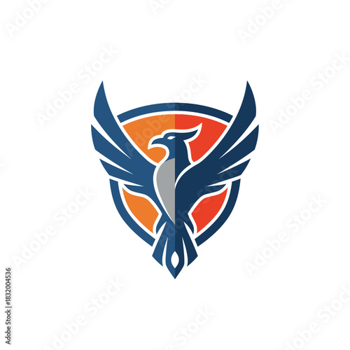 Majestic emblem depicting a soaring bird with outstretched wings in vibrant colors