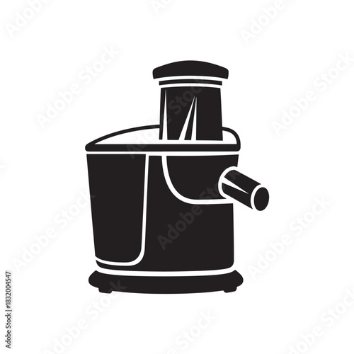 Manual Juicer in Simple Monochrome Design with White Outline on Black Background for Kitchen Appliance