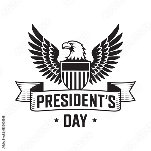 President s day emblem with eagle and shield