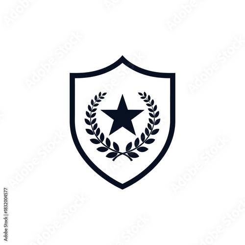 Emblematic heraldry design featuring a centered star within a laurel wreath and shield shape