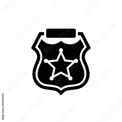 A Symbolic depiction of authority a police badge featuring a prominent star emblem security