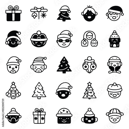 Festive Christmas Holiday Vector Icons Collection for Seasonal Digital Design Projects